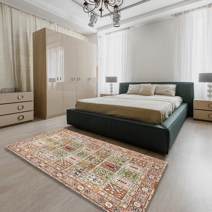 Machine Washable Traditional Brown Rug in a Bedroom, wshtr4767