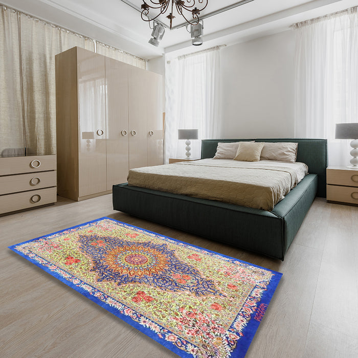 Traditional Brown Persian Rug in a Bedroom, tr4768