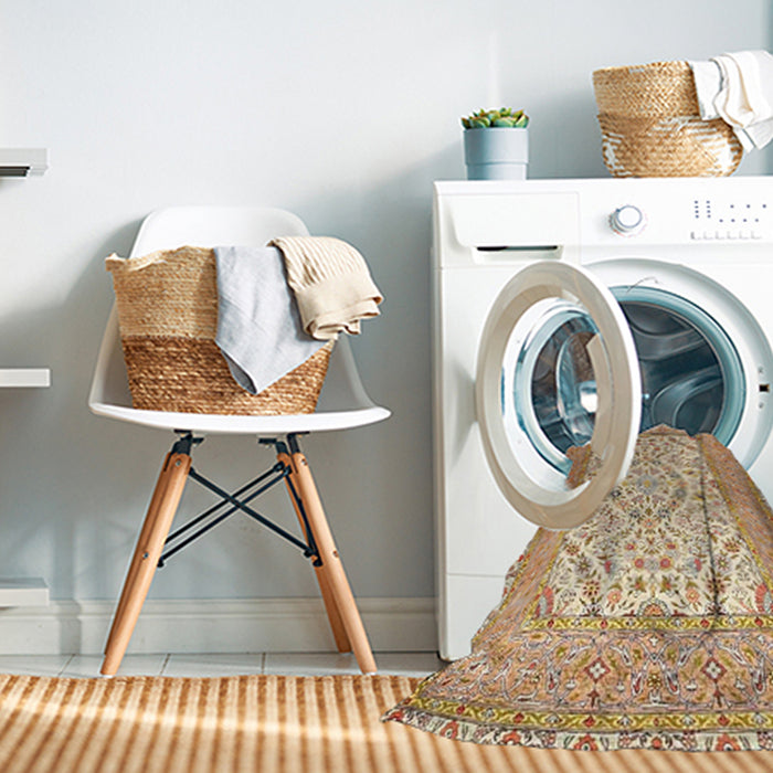 Machine Washable Traditional Chocolate Brown Rug in a Washing Machine, wshtr4769