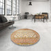 Round Machine Washable Traditional Chocolate Brown Rug in a Office, wshtr4769