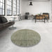 Round Machine Washable Traditional Sage Green Rug in a Office, wshtr476