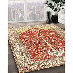 Traditional Brown Gold Animal Rug in Family Room, tr4771