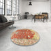 Round Traditional Brown Gold Animal Rug in a Office, tr4771