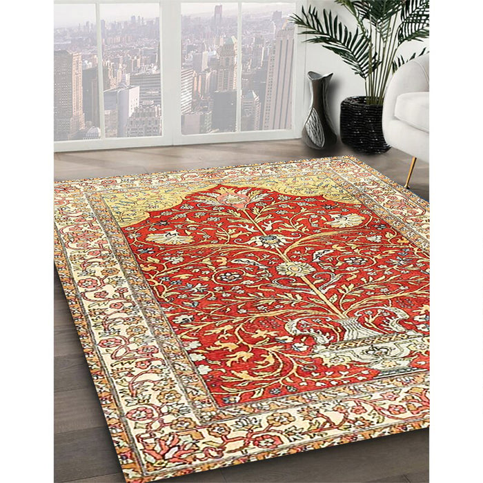 Traditional Brown Gold Animal Rug in Family Room, tr4771
