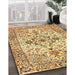 Traditional Chrome Gold Yellow Medallion Rug in Family Room, tr4772