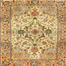 Square Traditional Chrome Gold Yellow Medallion Rug, tr4772