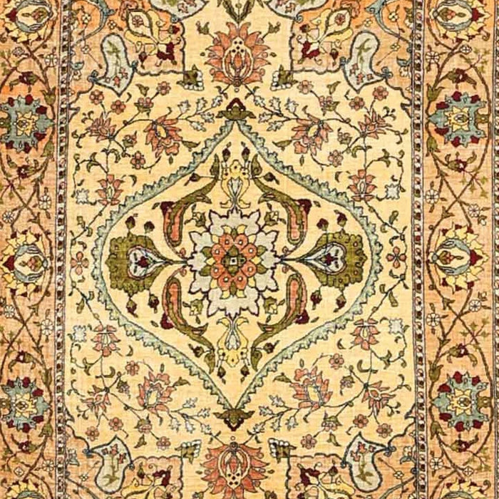 Traditional Chrome Gold Yellow Medallion Rug, tr4772