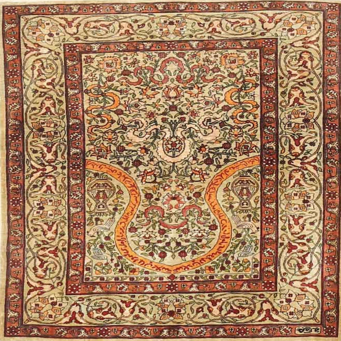 Square Traditional Mahogany Brown Animal Rug, tr4773