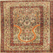 Square Traditional Mahogany Brown Animal Rug, tr4773