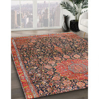 Traditional Saffron Red Medallion Rug, tr4774