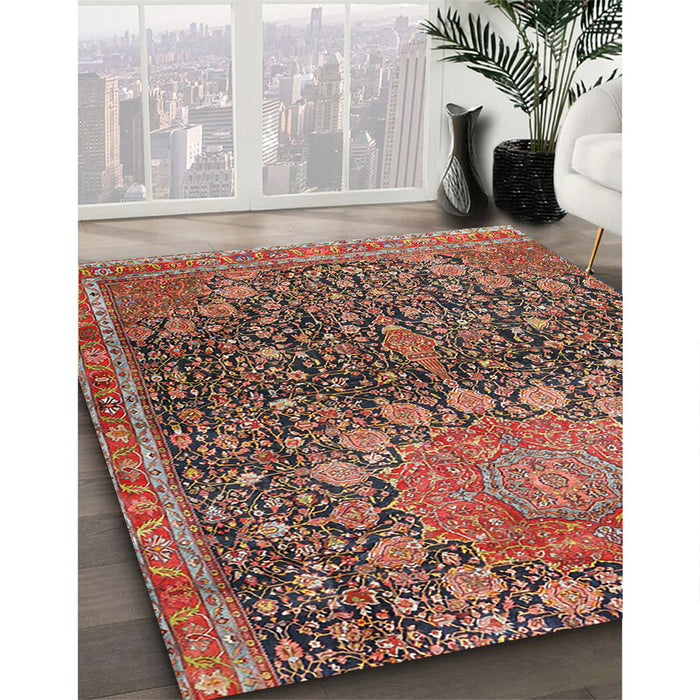 Traditional Saffron Red Medallion Rug in Family Room, tr4774