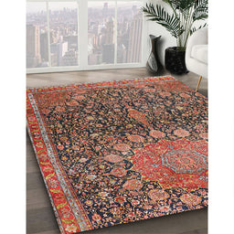 Machine Washable Traditional Saffron Red Rug in a Family Room, wshtr4774
