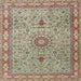 Square Traditional Sienna Brown Medallion Rug, tr4779