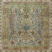 Square Traditional Dark Khaki Green Persian Rug, tr4780