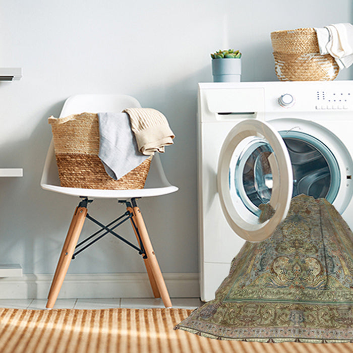 Machine Washable Traditional DarkKhaki Green Rug in a Washing Machine, wshtr4780