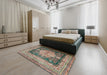 Traditional Reddish Brown Persian Rug in a Bedroom, tr4781