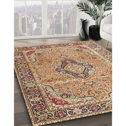 Traditional Sienna Brown Persian Rug in Family Room, tr4782