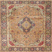 Round Machine Washable Traditional Sienna Brown Rug, wshtr4782