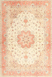 Machine Washable Traditional Gold Rug, wshtr4784