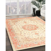 Traditional Golden Blonde Gold Medallion Rug, tr4784