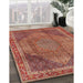 Traditional Sunrise Orange Medallion Rug in Family Room, tr4785