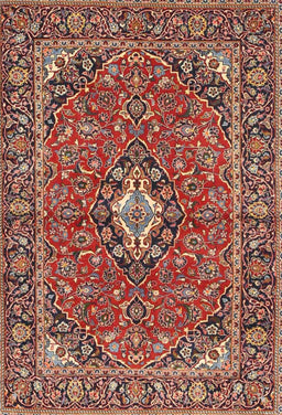 Machine Washable Traditional Saffron Red Rug, wshtr4787
