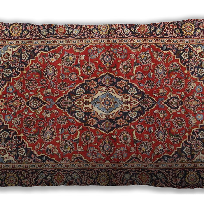 Traditional Classic Rectangular Saffron Red Lumbar Throw Pillow, 13 inch by 19 inch, lbtr4787