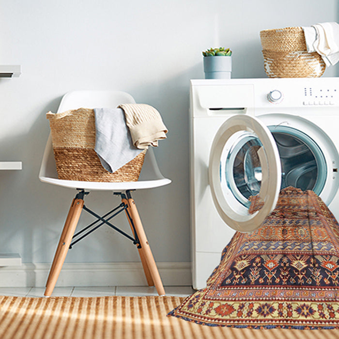 Machine Washable Traditional Sandy Brown Rug in a Washing Machine, wshtr4788