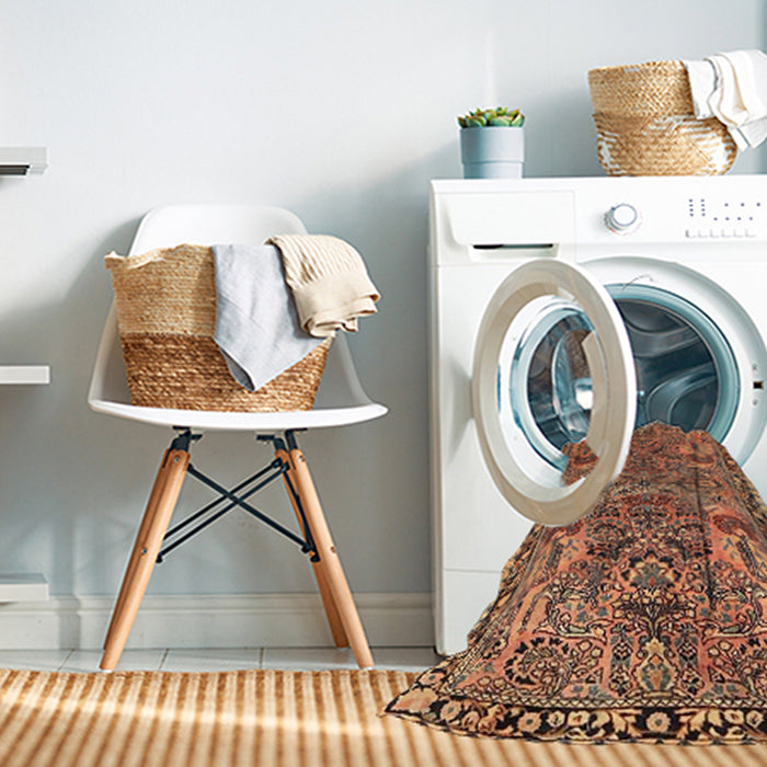 Machine Washable Traditional Dark Sienna Brown Rug in a Washing Machine, wshtr4789