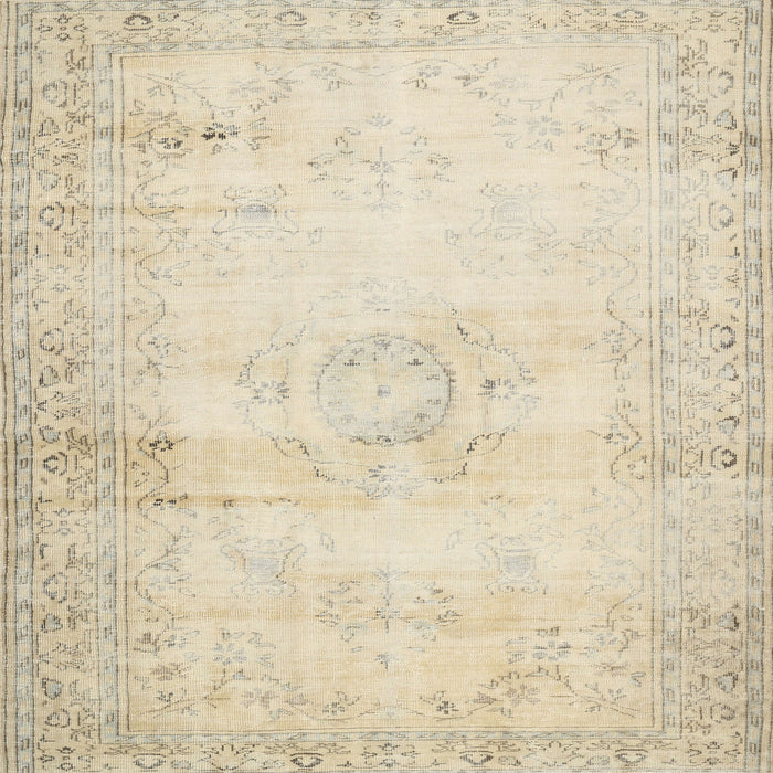 Square Traditional Golden Blonde Gold Persian Rug, tr478