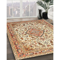 Traditional Brown Gold Medallion Rug, tr4790