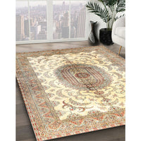 Traditional Khaki Gold Medallion Rug, tr4792