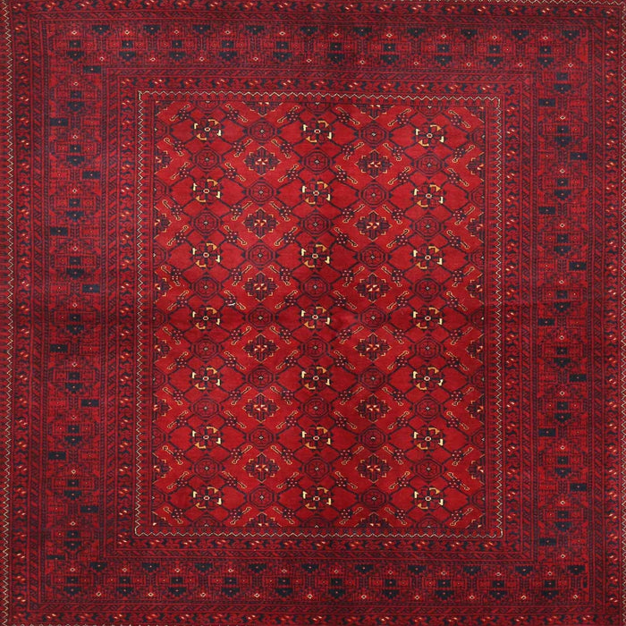 Round Machine Washable Traditional Red Rug, wshtr4794
