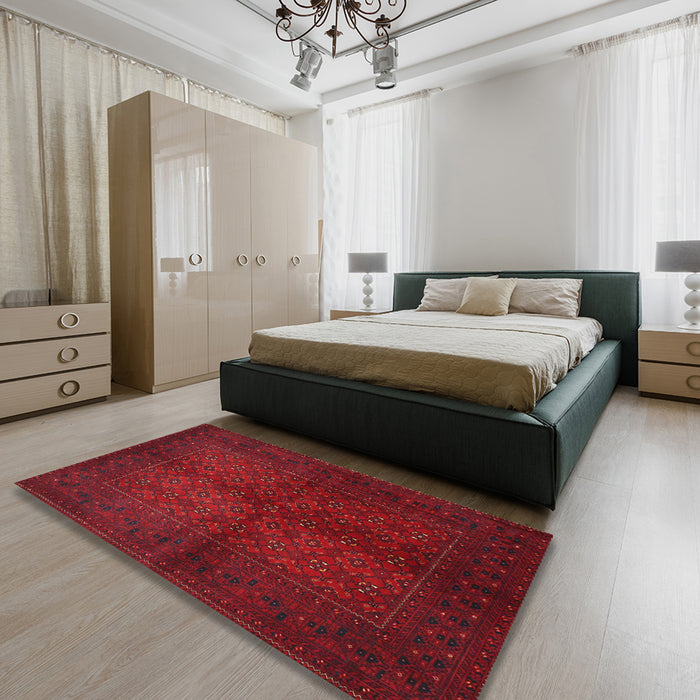 Traditional Red Persian Rug in a Bedroom, tr4794
