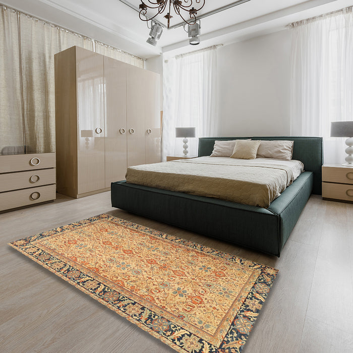 Machine Washable Traditional Red Rug in a Bedroom, wshtr4796