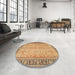 Round Traditional Red Persian Rug in a Office, tr4796