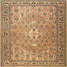 Round Machine Washable Traditional Light Brown Rug, wshtr4797