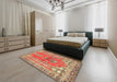 Traditional Sandy Brown Persian Rug in a Bedroom, tr4798