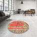 Round Traditional Sandy Brown Persian Rug in a Office, tr4798