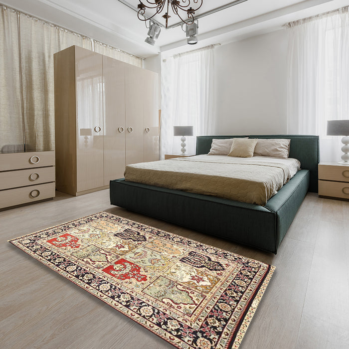 Traditional Sienna Brown Persian Rug in a Bedroom, tr4799
