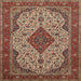 Square Traditional Saffron Red Medallion Rug, tr479