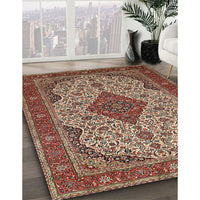 Traditional Saffron Red Medallion Rug, tr479