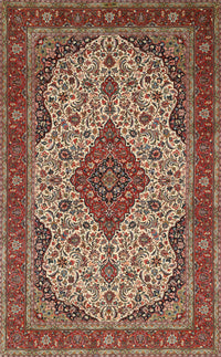 Machine Washable Traditional Saffron Red Rug, wshtr479