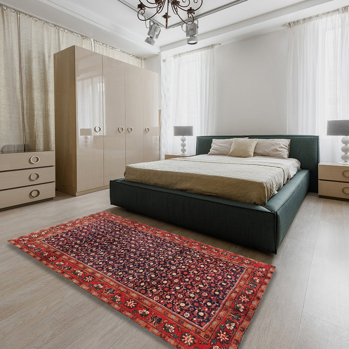 Traditional Rust Pink Persian Rug in a Bedroom, tr47