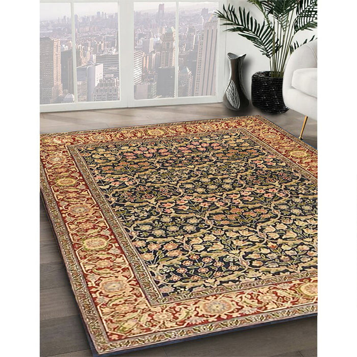 Traditional Dark Sienna Brown Persian Rug in Family Room, tr4802