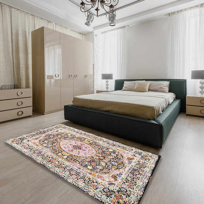 Machine Washable Traditional Brown Rug in a Bedroom, wshtr4803