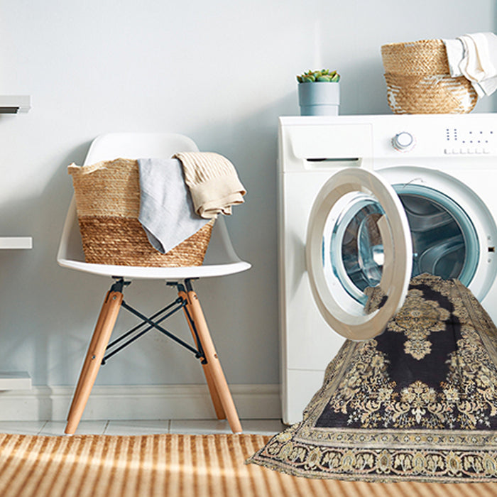 Machine Washable Traditional Brown Rug in a Washing Machine, wshtr4804