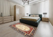 Traditional Brown Persian Rug in a Bedroom, tr4805