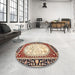 Round Traditional Brown Persian Rug in a Office, tr4805