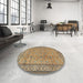 Round Machine Washable Traditional Red Brown Rug in a Office, wshtr4808